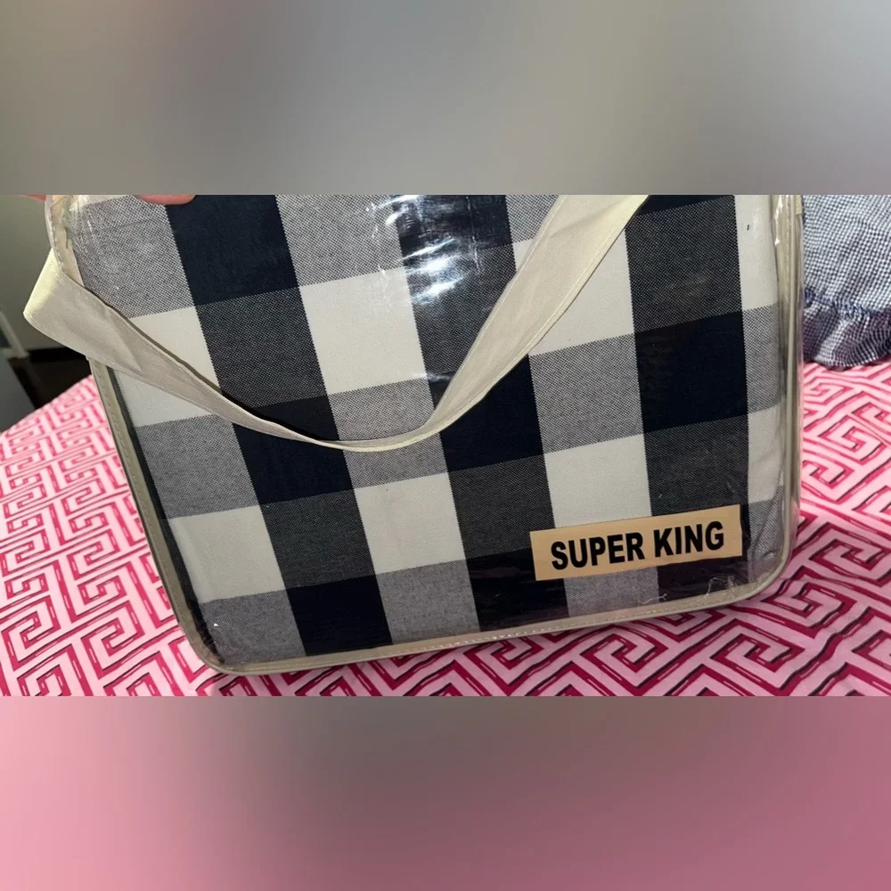 CAMILLE Duvet Set Navy And White / Super King